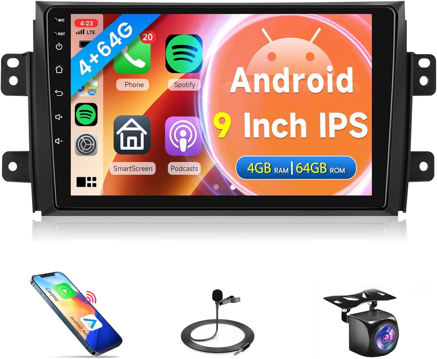 4G 64G Android Car Stereo for Suzuki SX4 2006-2013 with Wireless